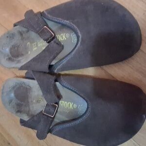 Birkenstock Boston Dark Brown Suede Slippers Size 37 Ladies 6/ Fits 7.5/8